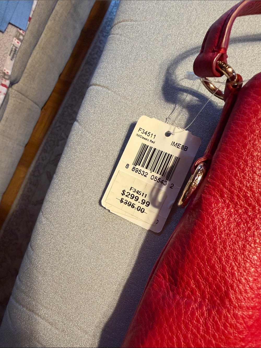 Coach Pebbled Leather Crossbody Bag in Bright Red - Picture 9 of 9